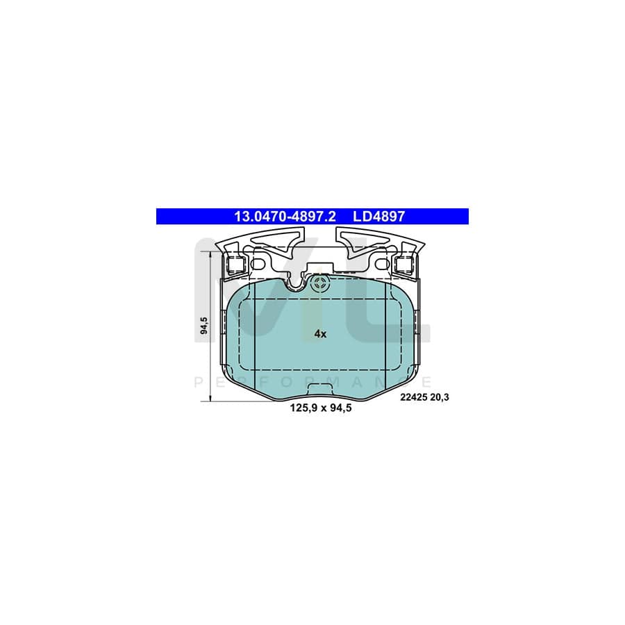 ATE 13.0470-4897.2 Brake pad set excl. wear warning contact, prepared for wear indicator