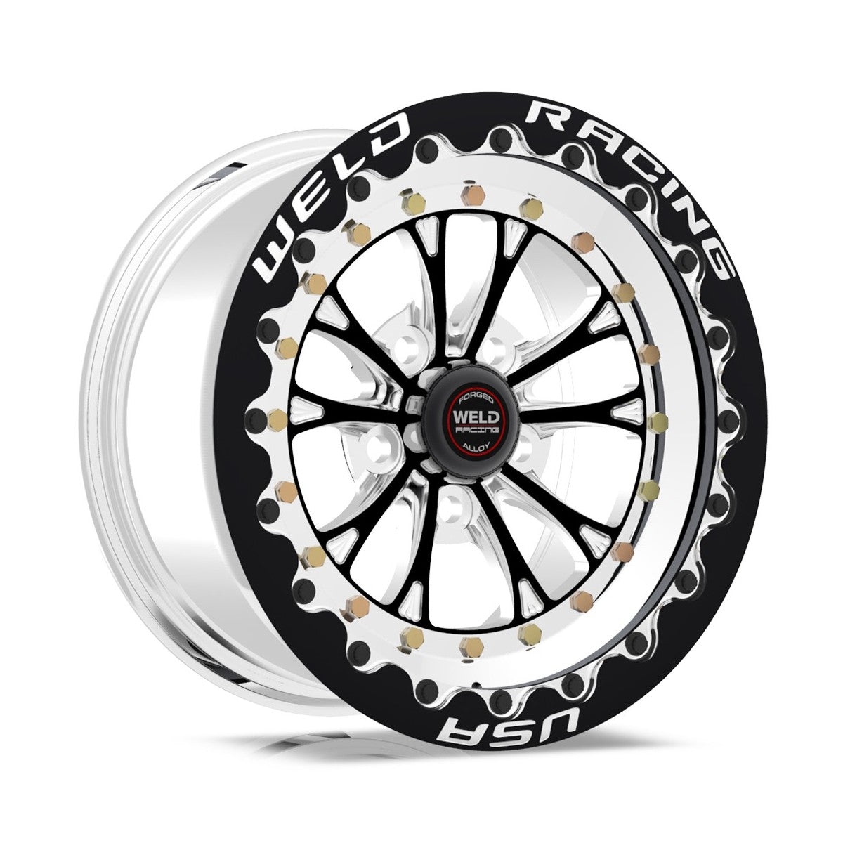 Weld 794B510212F Vitesse Beadlock Wheel 15x10 5x4.5 ET25 BS6.5 Black Center - Polished Shell