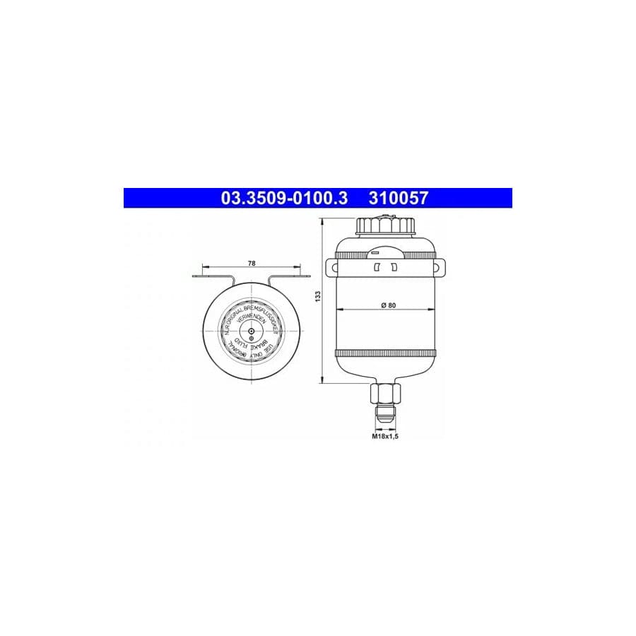 ATE 03.3509-0100.3 Expansion Tank, Brake Fluid