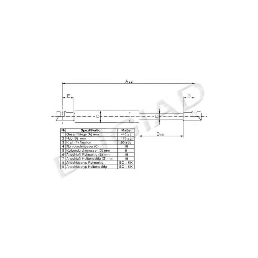 BUGIAD Bgs11234 Tailgate Strut for Smart Fortwo II Coupe (451)