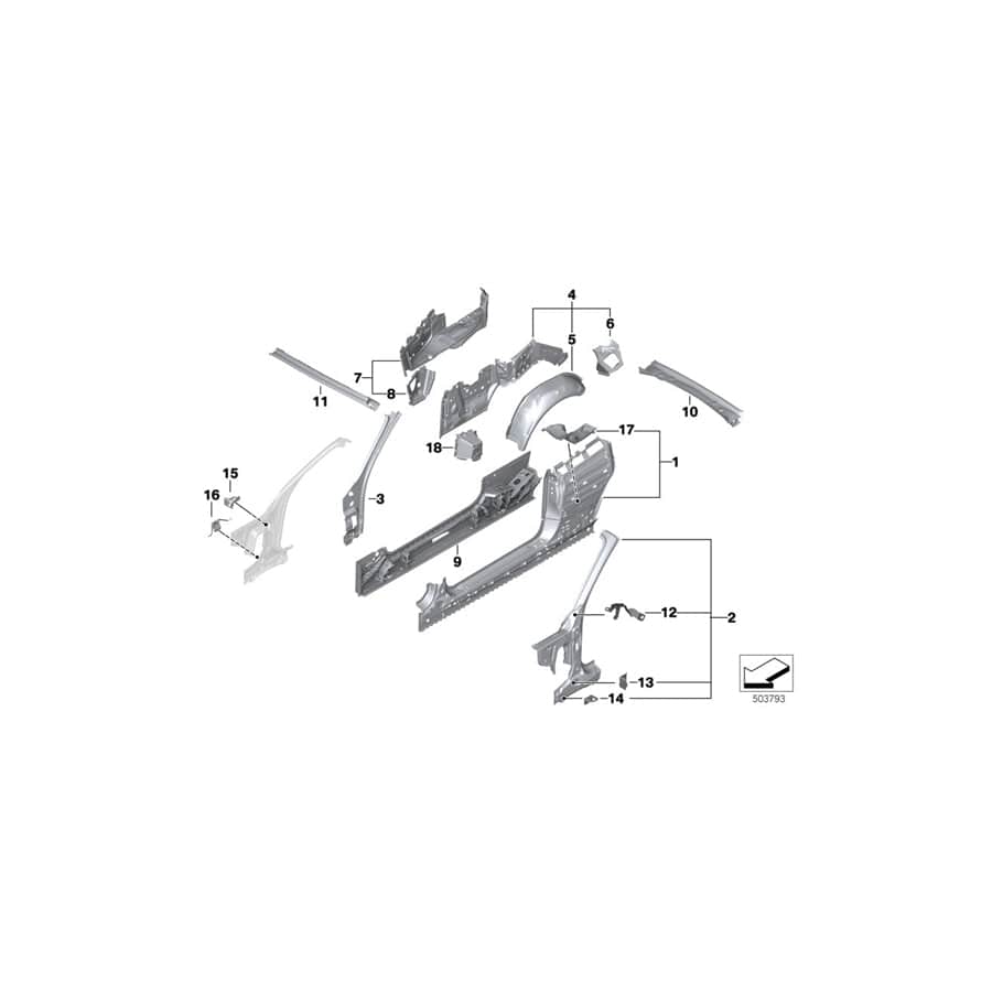 Genuine BMW 41217347088 F23 Rear Panel Side Wall, Rear Right (Inc. 230i, 220d & M240i)