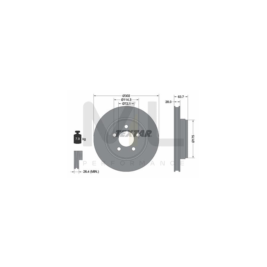 TEXTAR PRO 92203303 Brake Disc Internally Vented, Coated, without wheel hub, without wheel studs  - 1 piece