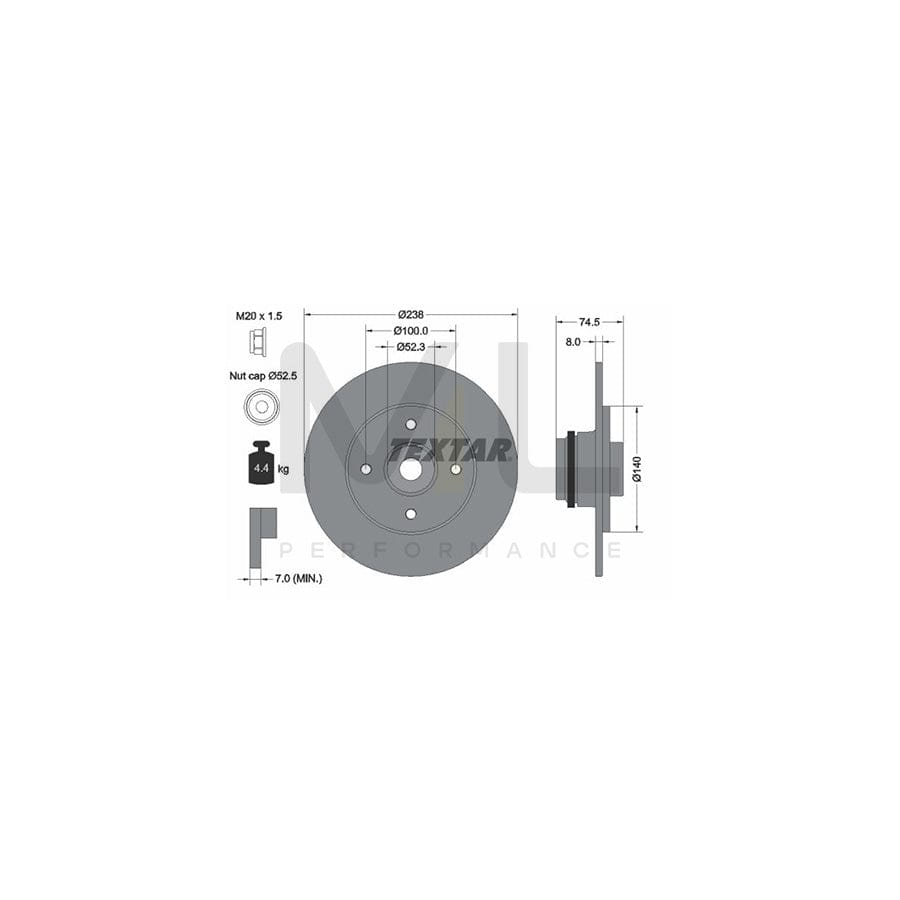 TEXTAR 92231700 Brake Disc for RENAULT Clio II Hatchback (BB, CB) Solid, with ABS sensor ring, with wheel bearing  - 1 piece