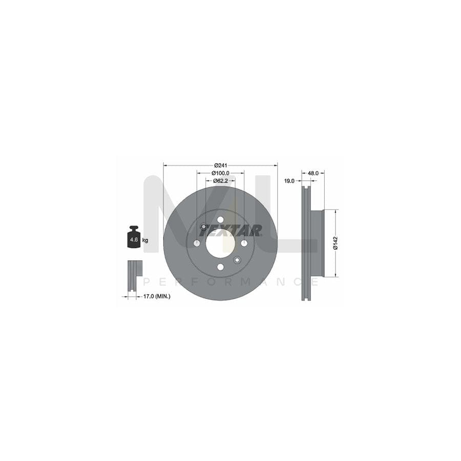 TEXTAR 92134100 Brake Disc for HYUNDAI Getz (TB) Internally Vented, without wheel hub, without wheel studs  - 1 piece