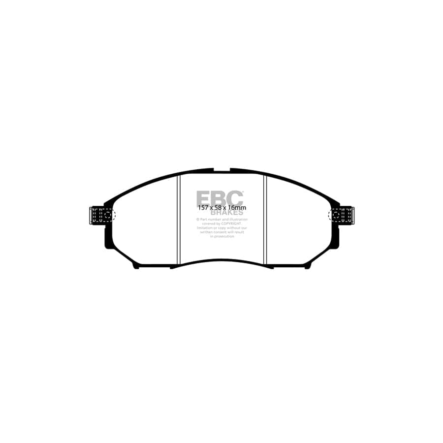 EBC PD03KF590 Infiniti Nissan Yellowstuff Front Brake Pad & Plain Disc Kit - Akebono Caliper 2 | ML Performance UK Car Parts