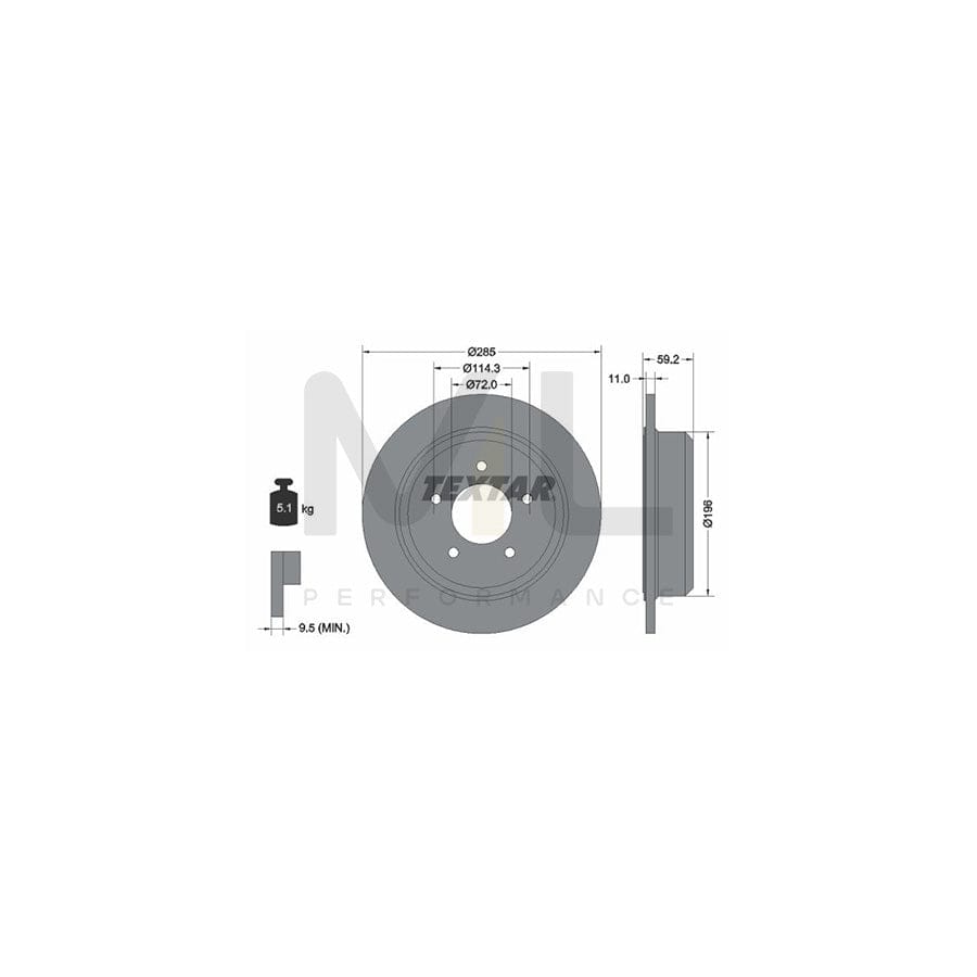 TEXTAR PRO 92169403 Brake Disc Solid, Coated, without wheel hub, without wheel studs  - 1 piece