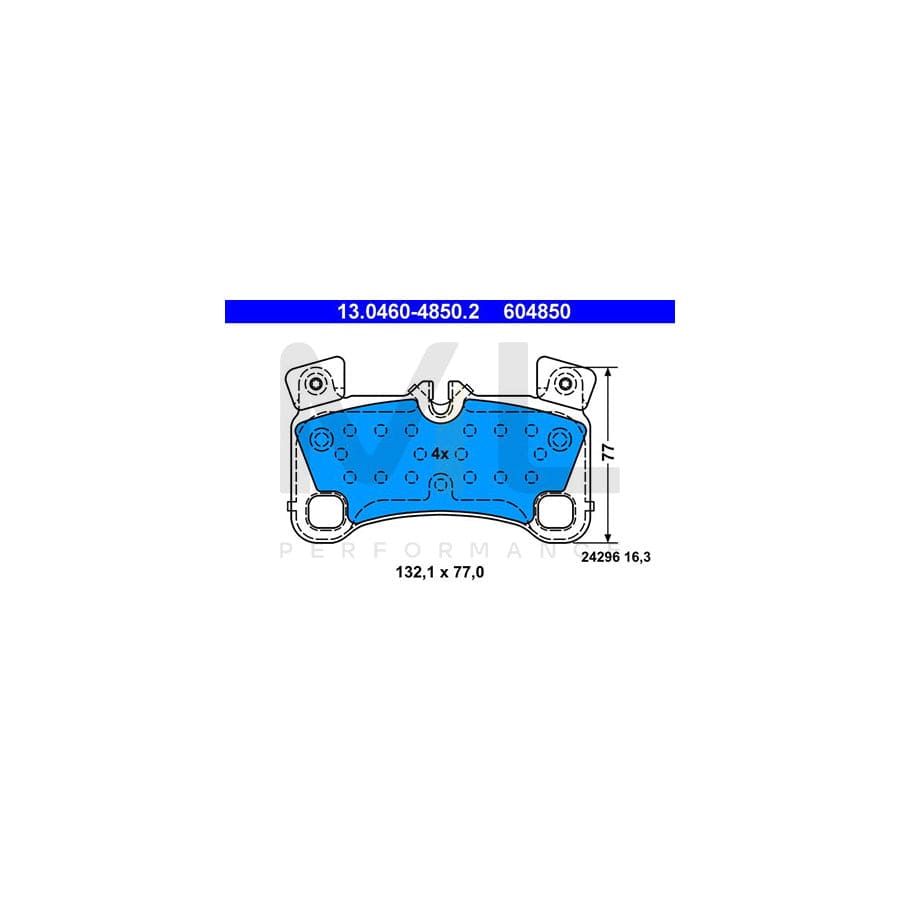 ATE 13.0460-4850.2 Brake pad set excl. wear warning contact, prepared for wear indicator