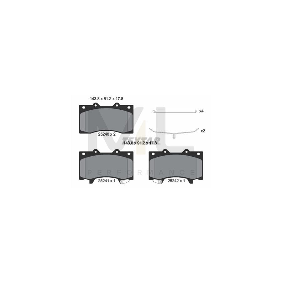 TEXTAR 2524001 Brake pad set for NISSAN Patrol VI (Y62) with acoustic wear warning