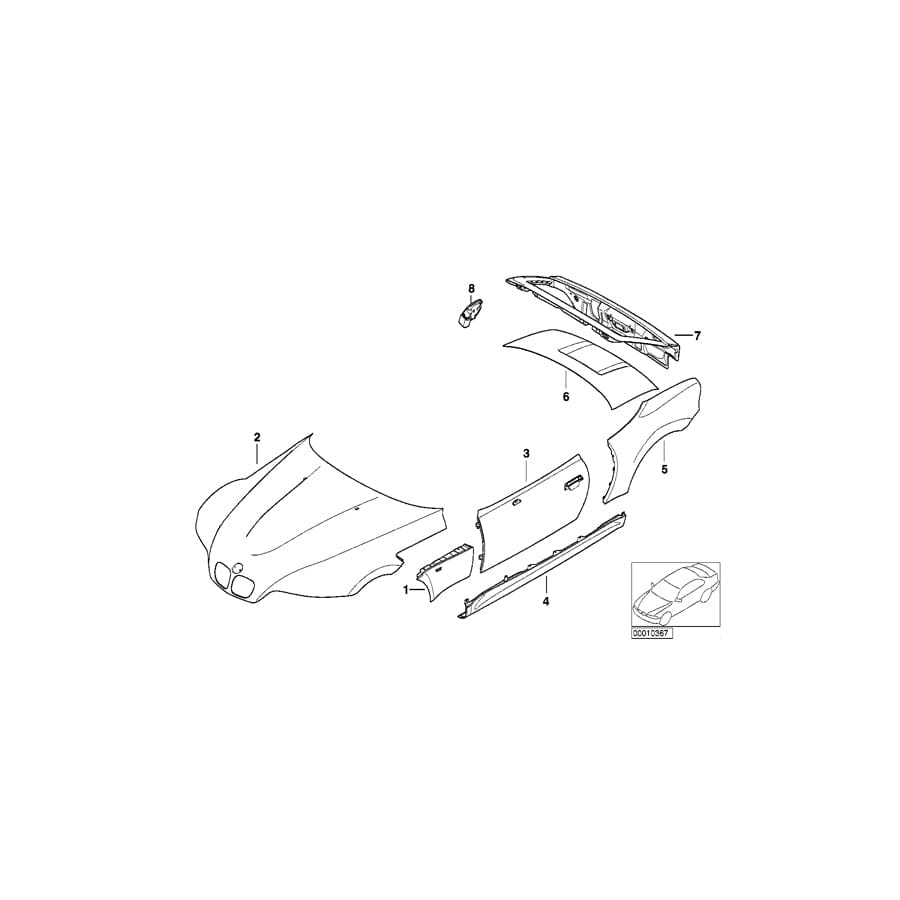 Genuine BMW 41350307018 E36 Side Panel, Rear, Right, Wide (Inc. Z3)