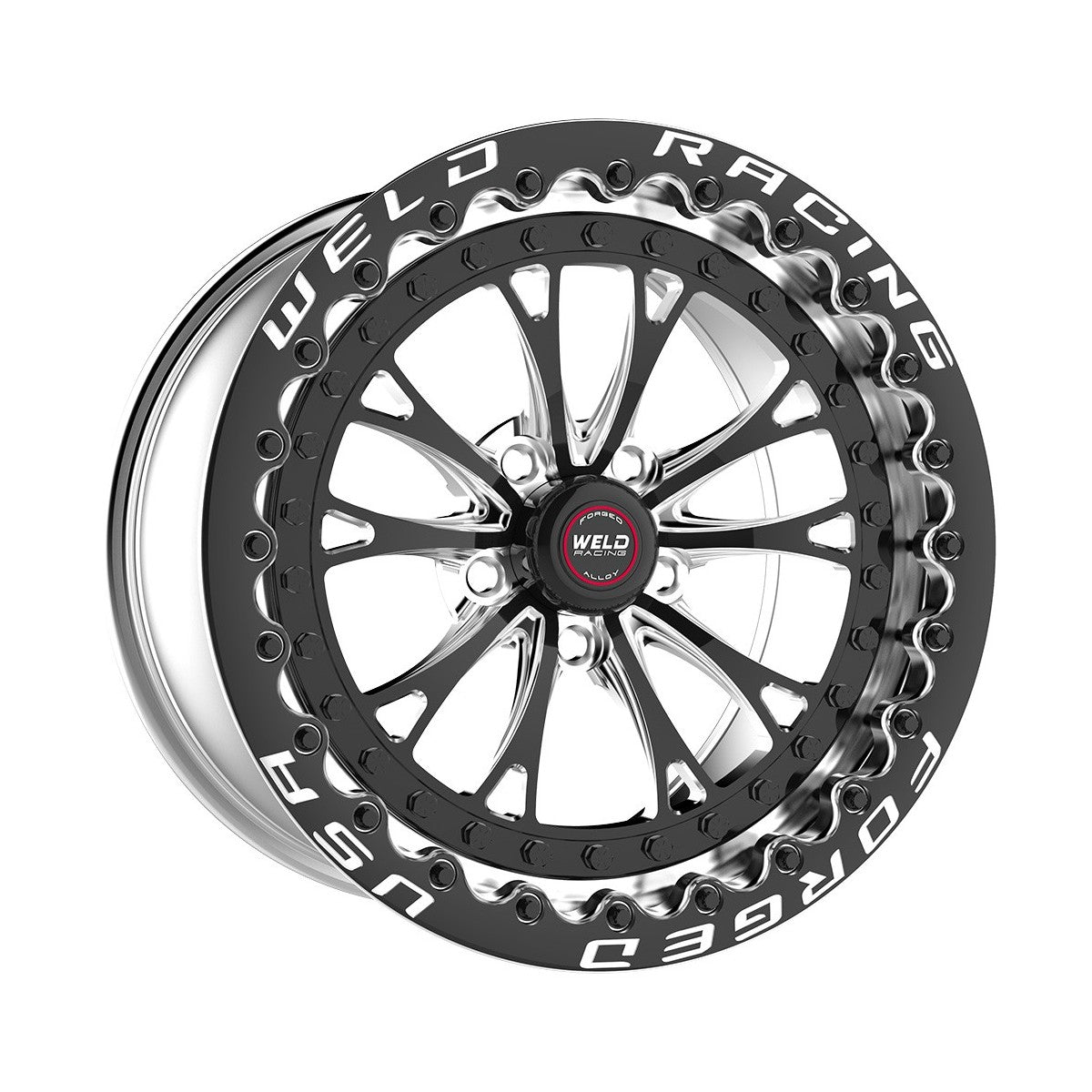 Weld 94HB7100N72F Vitesse Beadlock Wheel 17x10 5x120 ET43 BS7.2 Black Center - Polished Shell
