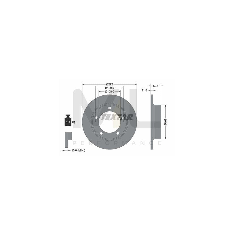 TEXTAR 92019900 Brake Disc Solid, without wheel hub, without wheel studs  - 1 piece