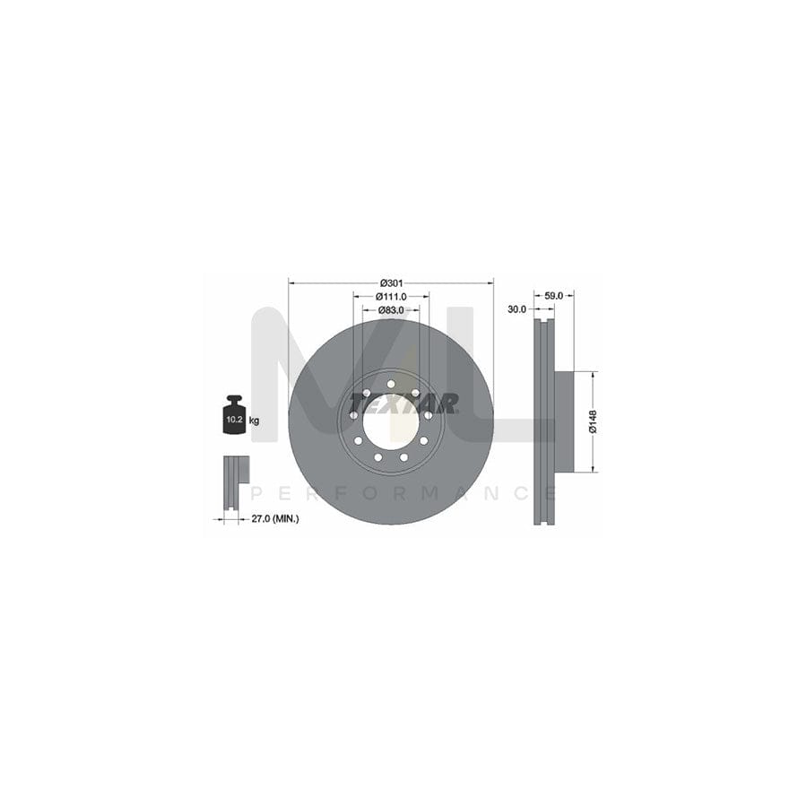TEXTAR PRO 93177603 Brake Disc Internally Vented, Coated  - 1 piece