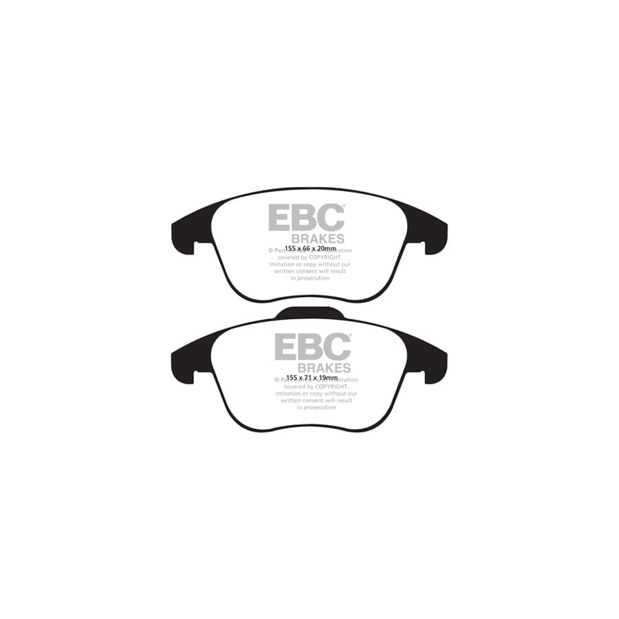 EBC PD01KF1857 Audi 8U Q3 Greenstuff Front Brake Pad & Plain Disc Kit  - TRW Caliper 2 | ML Performance UK Car Parts