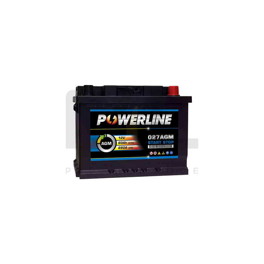 Powerline 027 AGM Start Stop Car Battery 12V 60Ah