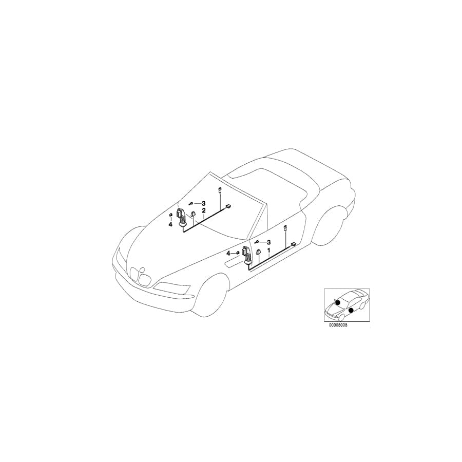 Genuine BMW 61128401938 E36 Wiring Co-Drivers Side (Inc. Z3)