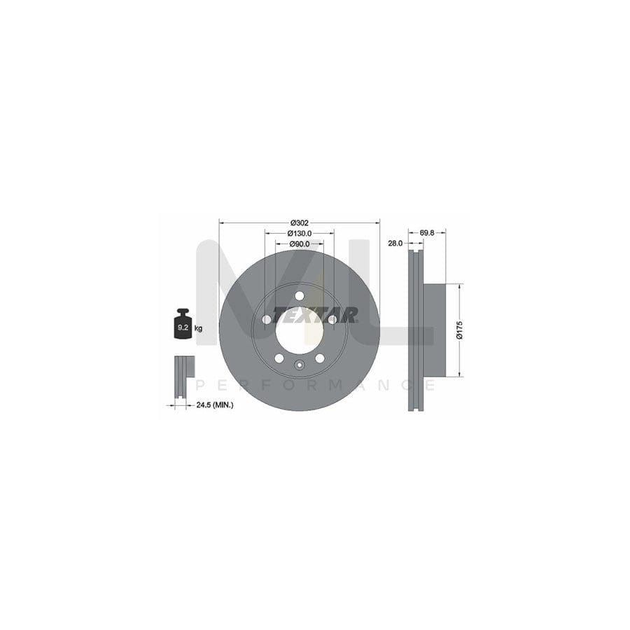 TEXTAR 92228600 Brake Disc Internally Vented, without wheel hub, without wheel studs  - 1 piece