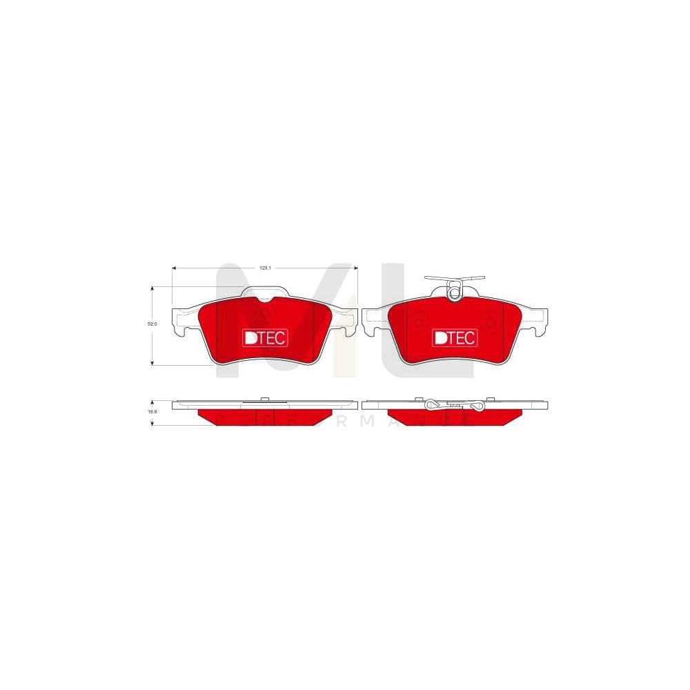 TRW Dtec Cotec Gdb1621Dte Brake Pad Set Not Prepared For Wear Indicator