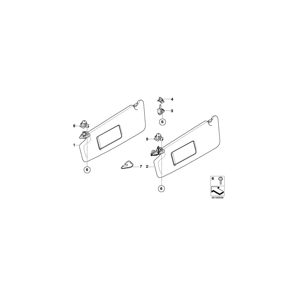 Genuine BMW 51163412916 E83 Sun Visor/Mirror Illuminated Right ANTHRAZIT (Inc. X3 2.5i & X3 3.0i)