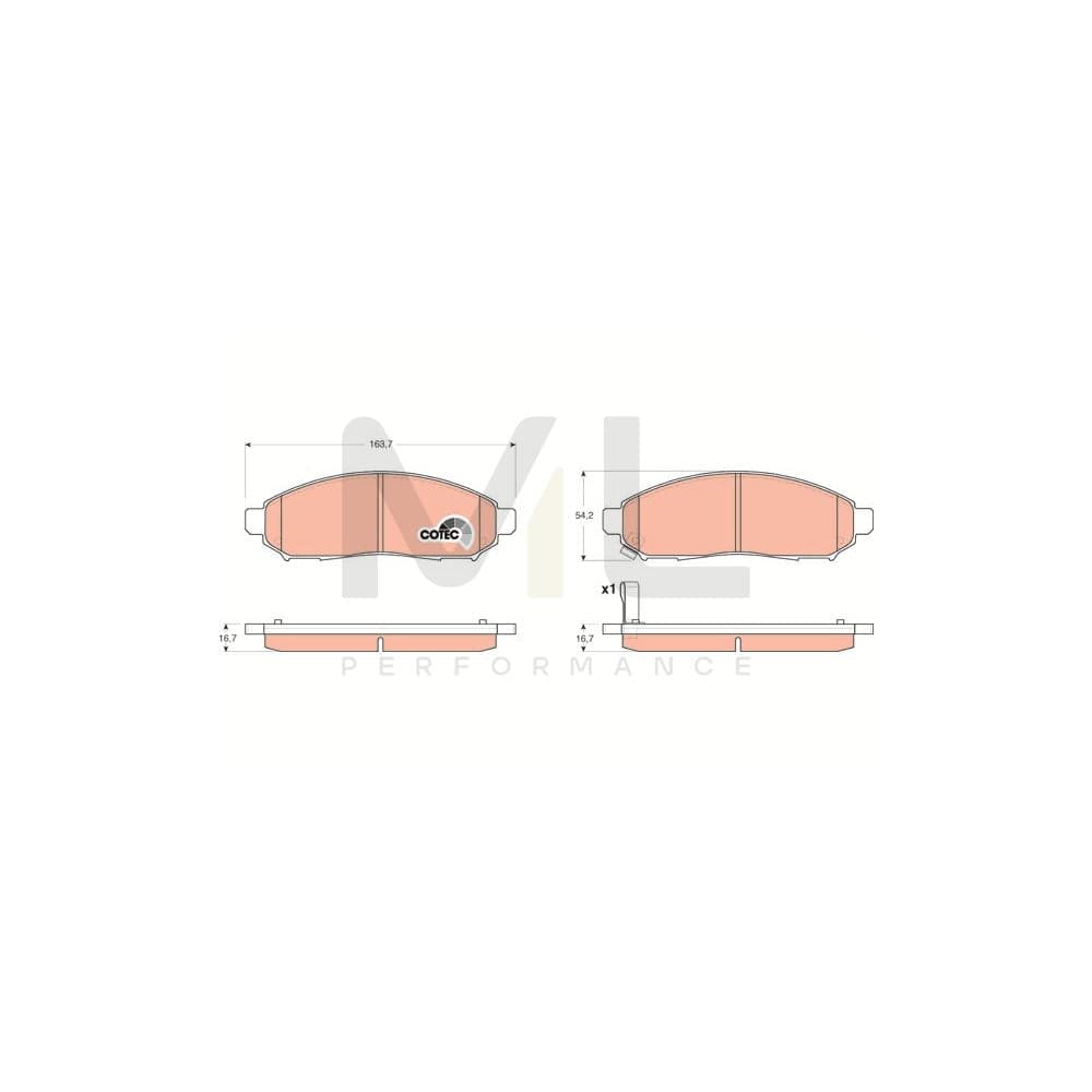 TRW Cotec Gdb3404 Brake Pad Set With Acoustic Wear Warning