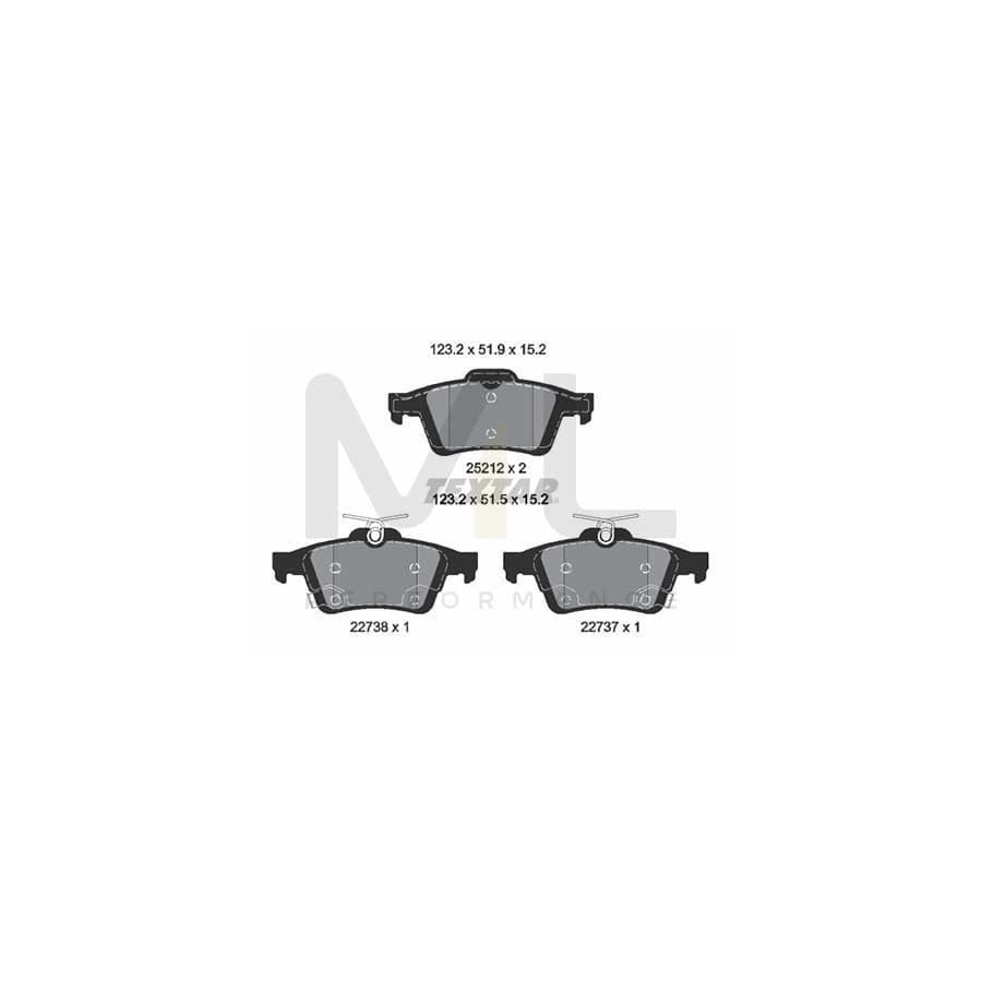 TEXTAR 2521204 Brake pad set for FORD FOCUS with acoustic wear warning
