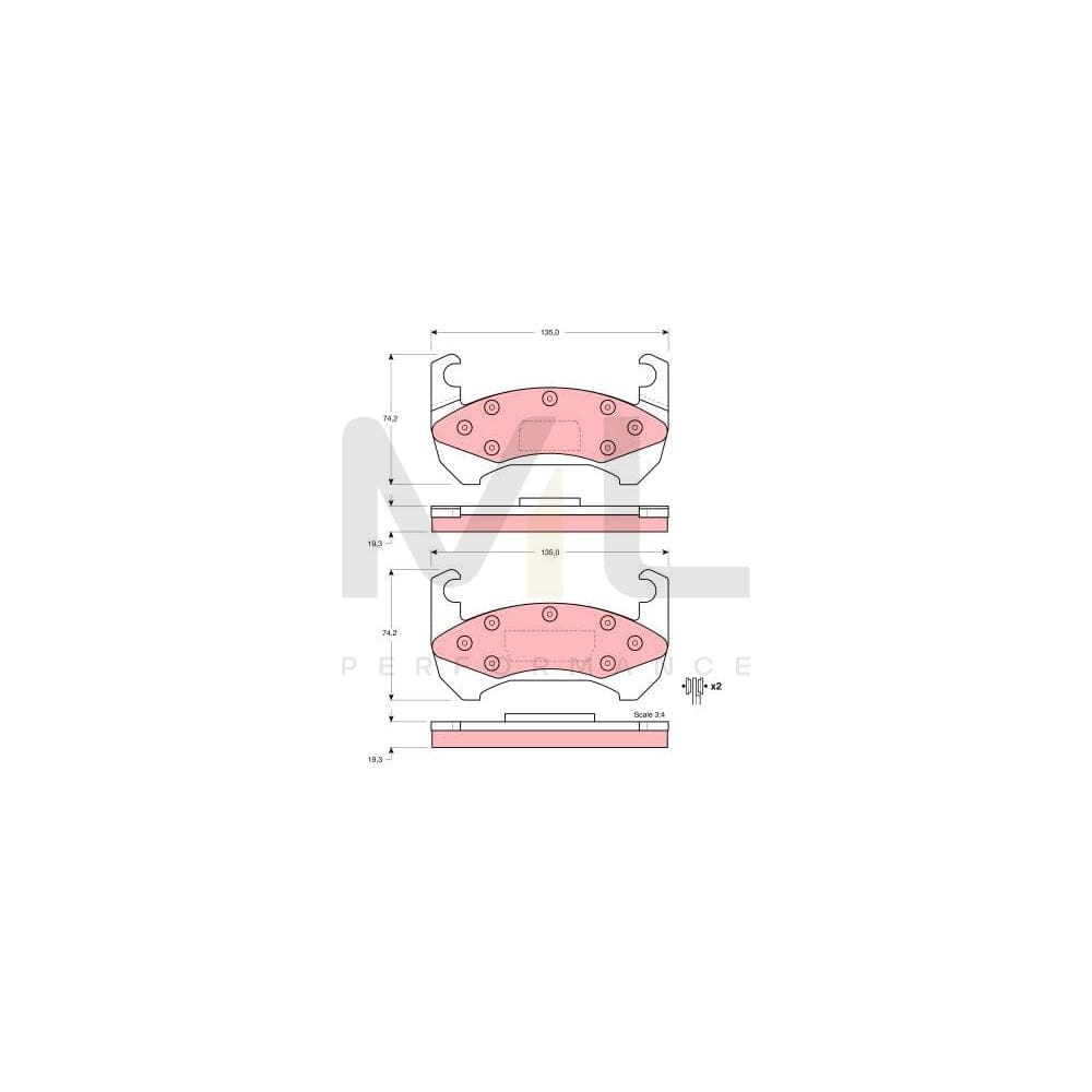 TRW Gdb4068 Brake Pad Set For Pontiac Sunbird I Not Prepared For Wear Indicator