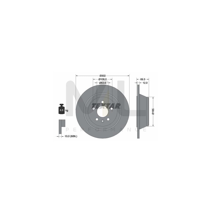 TEXTAR 92168400 Brake Disc Solid, without wheel hub, without wheel studs  - 1 piece