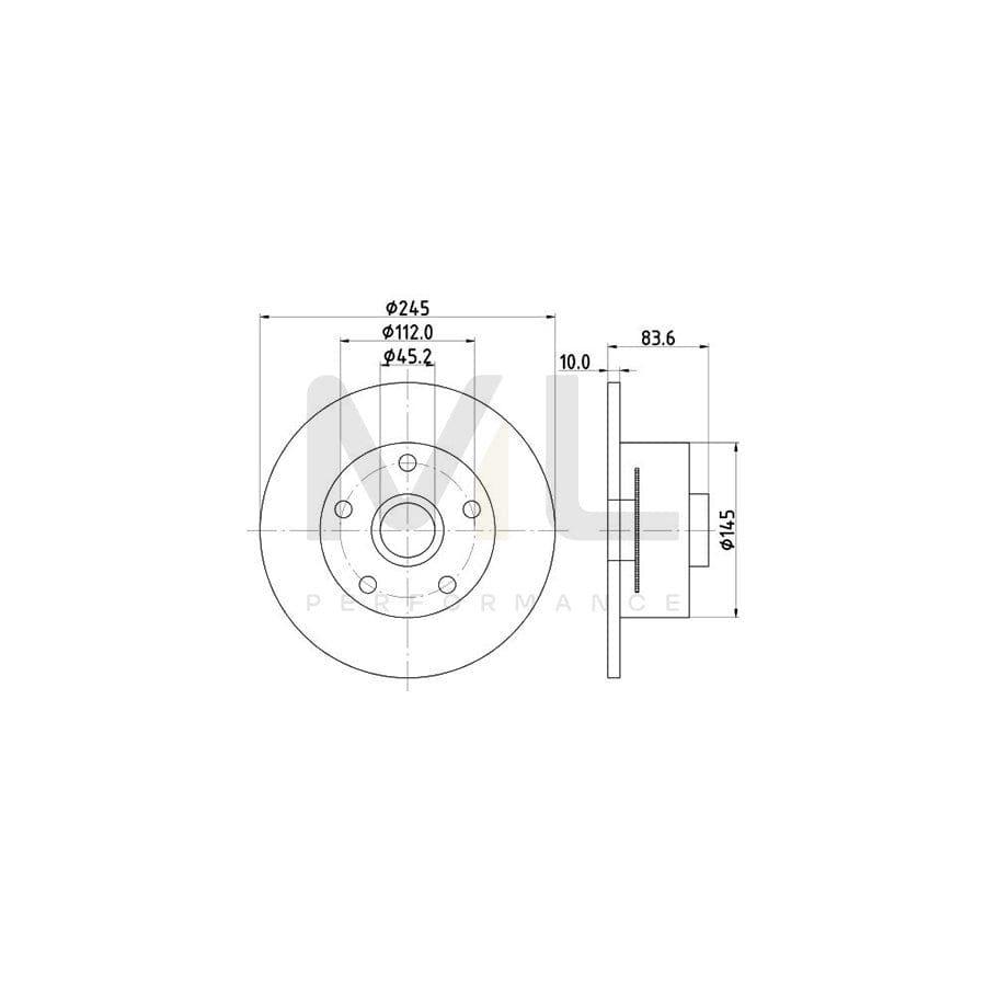 HELLA PRO 8DD 355 120-151 Brake Disc for AUDI A4 Solid, Coated, with ABS sensor ring, without wheel studs | ML Performance Car Parts