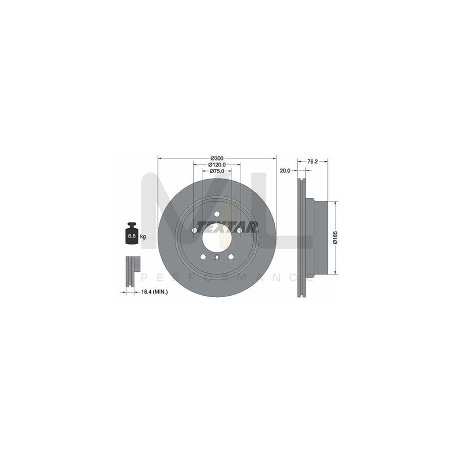 TEXTAR PRO 92227103 Brake Disc for BMW 1 Series Internally Vented, Coated, without wheel hub, without wheel studs  - 1 piece