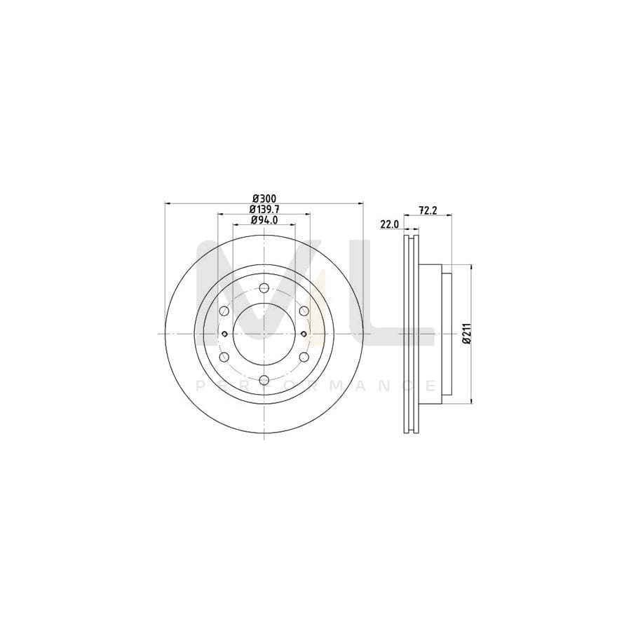 HELLA PRO 8DD 355 118-651 Brake Disc Internally Vented, Coated, without wheel hub, without wheel studs | ML Performance Car Parts