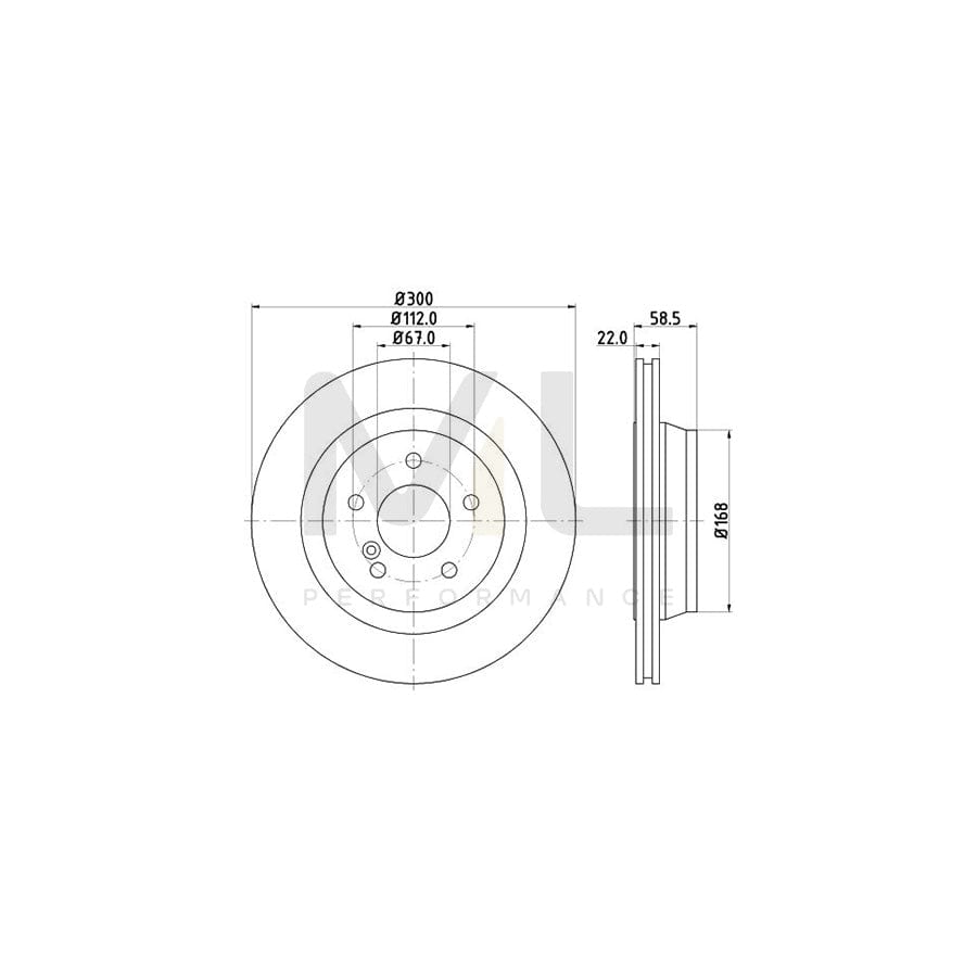 HELLA PRO High Carbon 8DD 355 127-481 Brake Disc suitable for MERCEDES-BENZ S-Class Internally Vented, Coated, High-carbon, without wheel hub, without wheel studs | ML Performance Car Parts