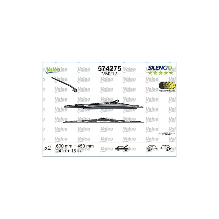 Valeo Silencio Conventional Set, Silencio Performance 574275 Wiper Blade