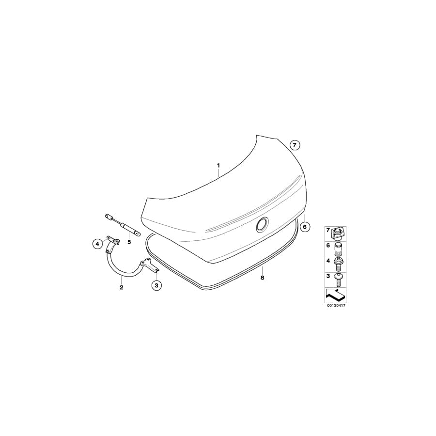 Genuine BMW 41627175303 E63 Left Trunk Lid Hinge (Inc. 635d, 630i & M6)