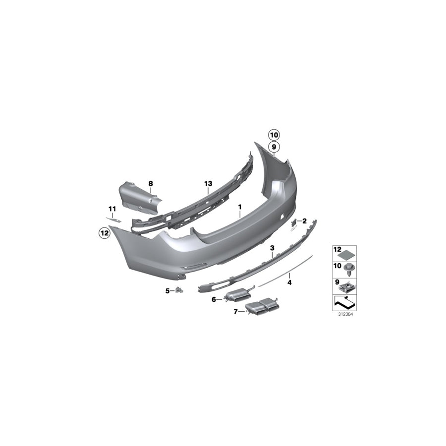 Genuine BMW 51127195513 Covering Rear CHROM (Inc. 760LiS, 760Li & 760i)