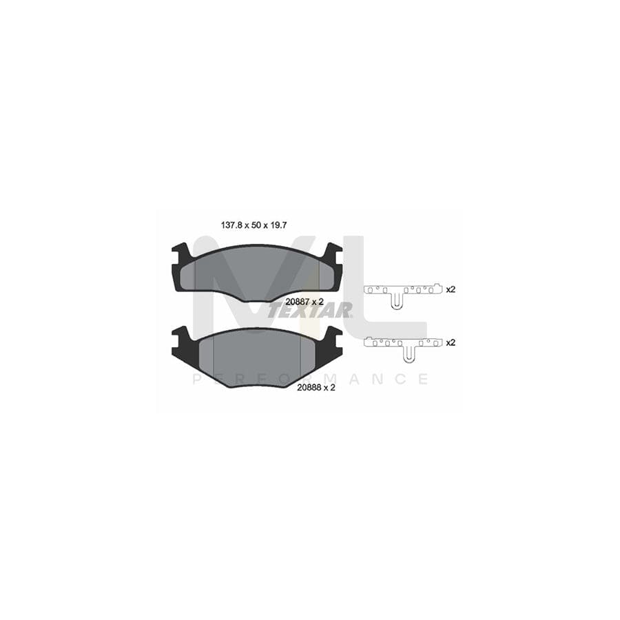 TEXTAR 2088710 Brake pad set not prepared for wear indicator, with accessories