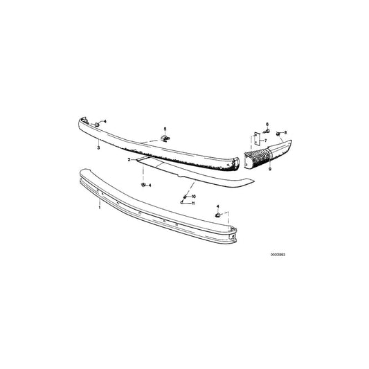 Genuine BMW 51111836594 E12 Bumper Front Center (Inc. 528i & 530i)