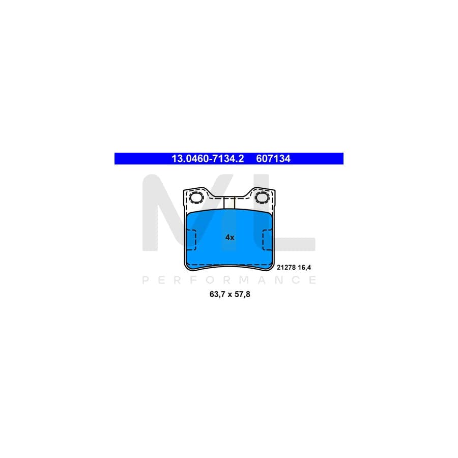 ATE 13.0460-7134.2 Brake pad set excl. wear warning contact, not prepared for wear indicator