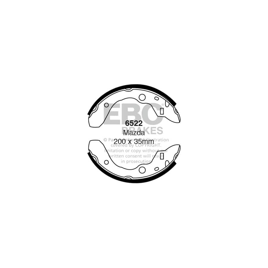 EBC 6522 Mazda Rear Brake Shoes - Akebono Caliper (Inc. Mazda 323 & AZ-3) 1 | ML Performance UK Car Parts