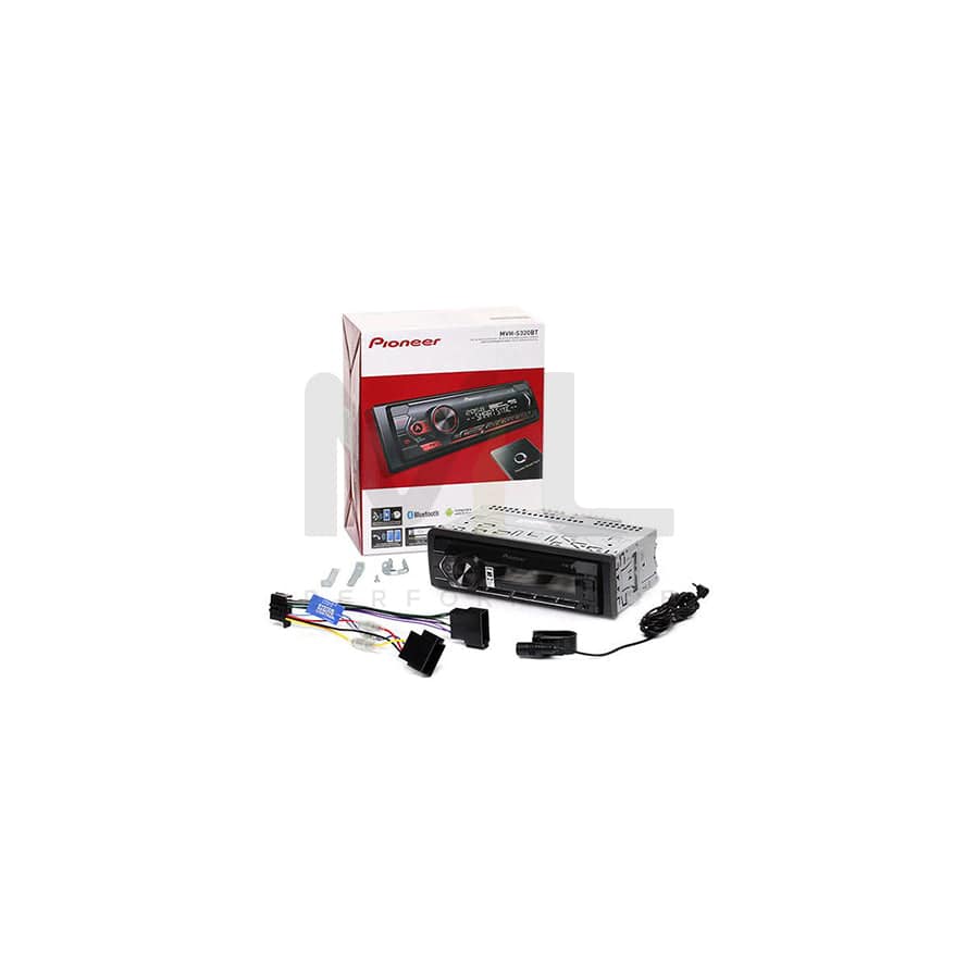PIONEER MVH-S320BT MVH-S320BT Car stereo Bluetooth, Red illumination, Spotify, USB, 1 DIN, Android, AOA 2.0, LCD, 14.4V, FLAC, MP3, WAV, WMA