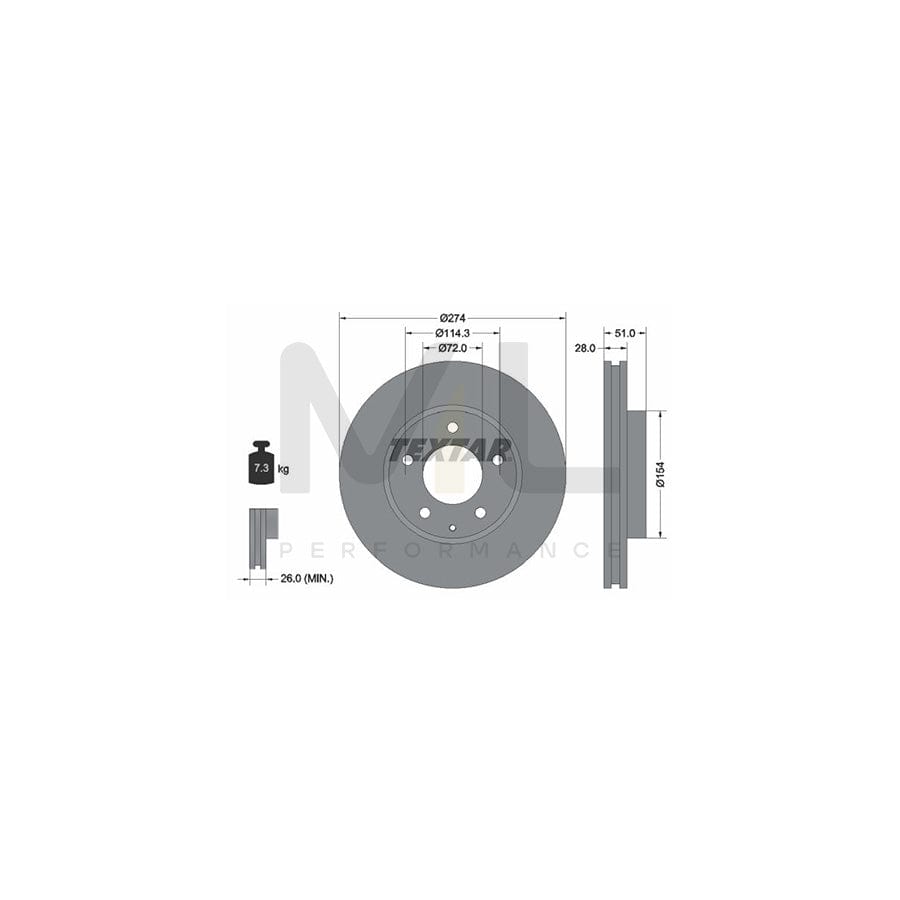 TEXTAR 92079200 Brake Disc Internally Vented, without wheel hub, without wheel studs  - 1 piece