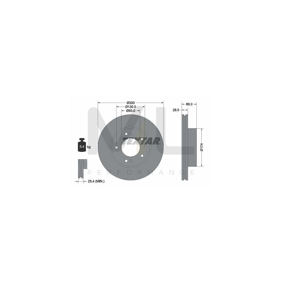 TEXTAR PRO 92203003 Brake Disc Internally Vented, Coated, without wheel hub, without wheel studs  - 1 piece