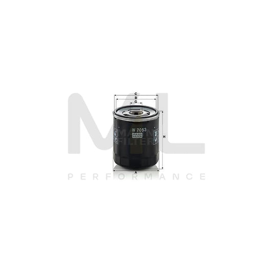 MANN-FILTER W 7053 Oil Filter Spin-on Filter, with one anti-return valve