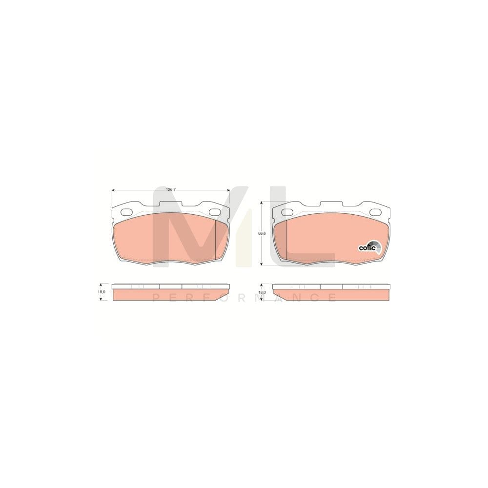 TRW Cotec Gdb1452 Brake Pad Set For Land Rover Defender Not Prepared For Wear Indicator