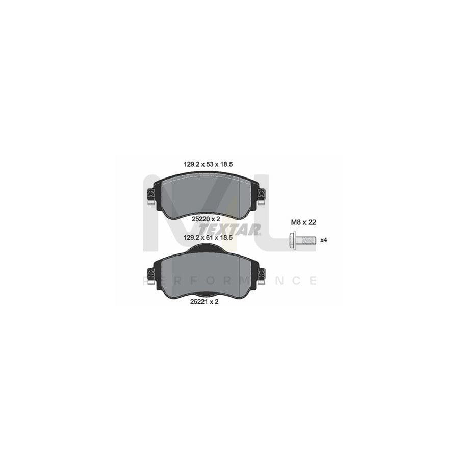 TEXTAR 2522001 Brake pad set not prepared for wear indicator, with brake caliper screws