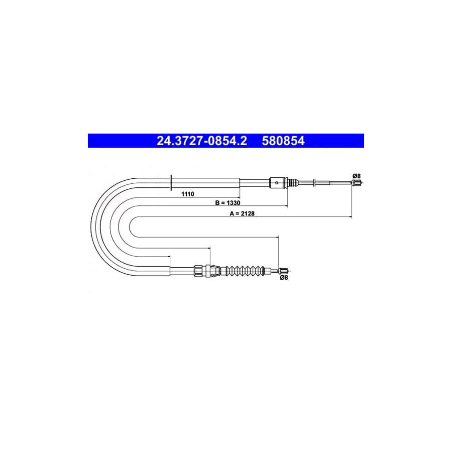 ATE 24.3727-0854.2 Hand Brake Cable for Peugeot 308