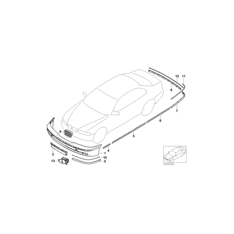 Genuine BMW 51127005947 E39 Covering Center CHROM (Inc. 530i, 525tds & 525td)
