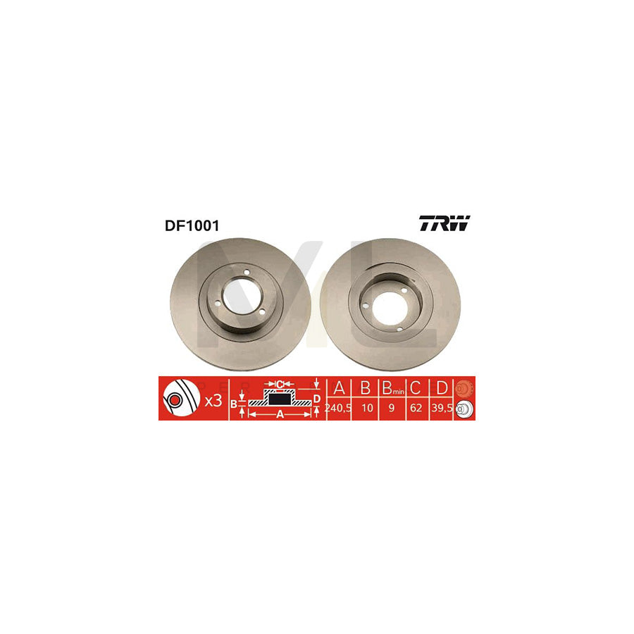 TRW DF1001 Brake Disc Solid  - 1 piece