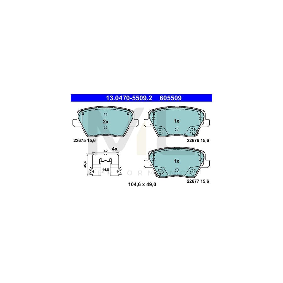 ATE 13.0470-5509.2 Brake pad set with acoustic wear warning, with accessories