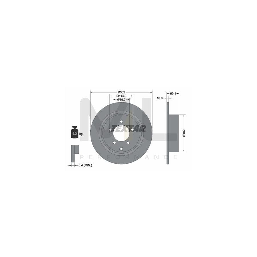 TEXTAR PRO 92255103 Brake Disc Solid, Coated, without wheel hub, without wheel studs  - 1 piece