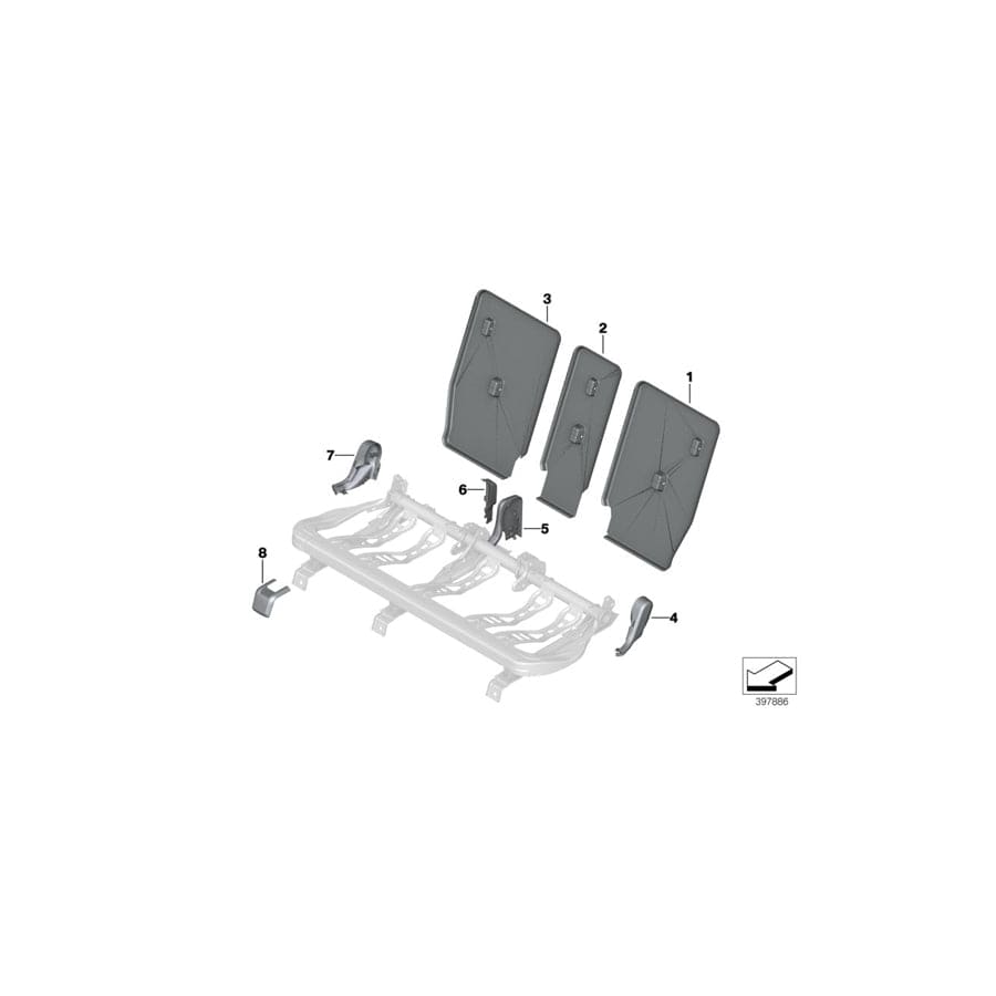 Genuine BMW 52207384712 F48 F45 Trim For Backrest, Outer Right SCHWARZ (Inc. X2 20dX, X2 25iX & 218i)