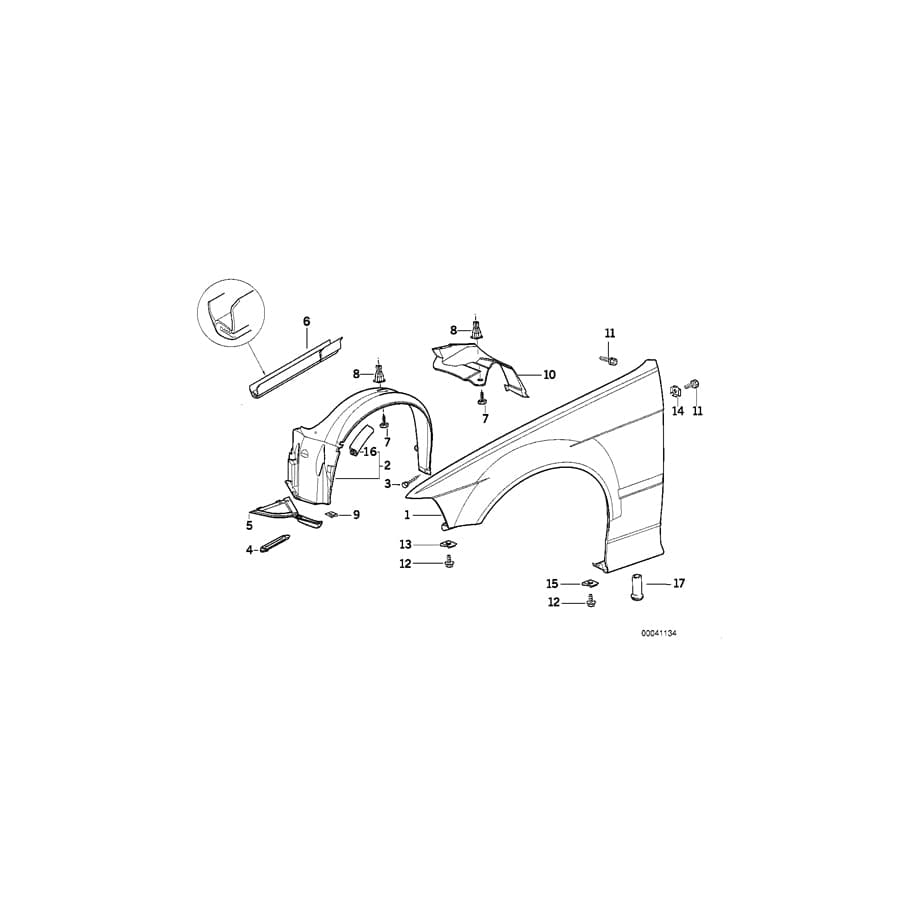 Genuine BMW 41358122430 E36 Side Panel, Front Right (Inc. 318i, 320i & 325i)